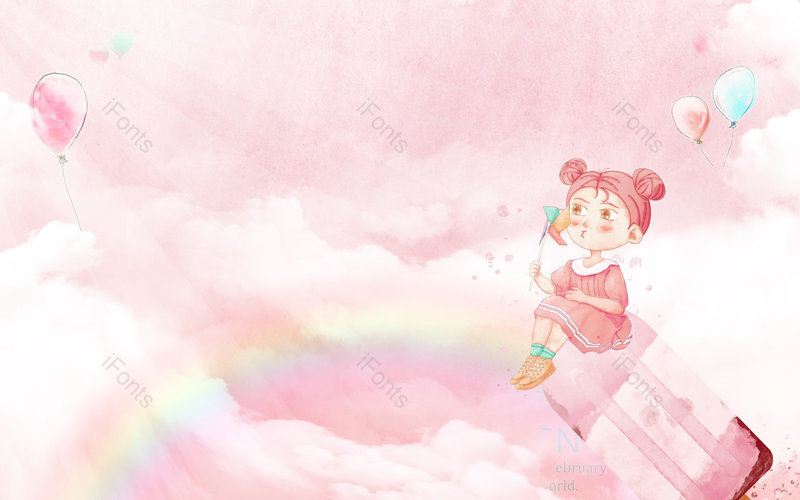 粉色水彩卡通61儿童节六一背景,插画/手绘图,插画/手绘图库,插画/手绘图下载,插画/手绘